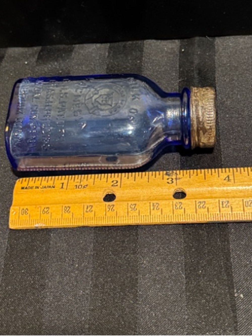 Cobalt Blue Glass Phillips Milk of Magnesia Bottle with Original Lid - Picture 10 of 15